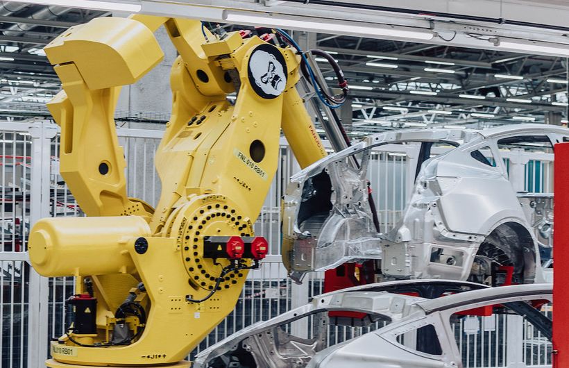 Tesla Gigafactory Berlin robot on production line